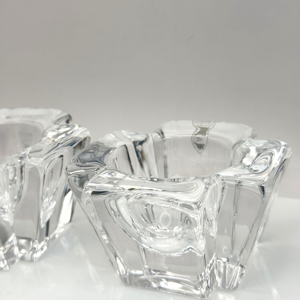 Vintage Orrefors Max Crystal Cross Votive Tealight Holders Pair Anna Ehrner - Picture 4 of 16